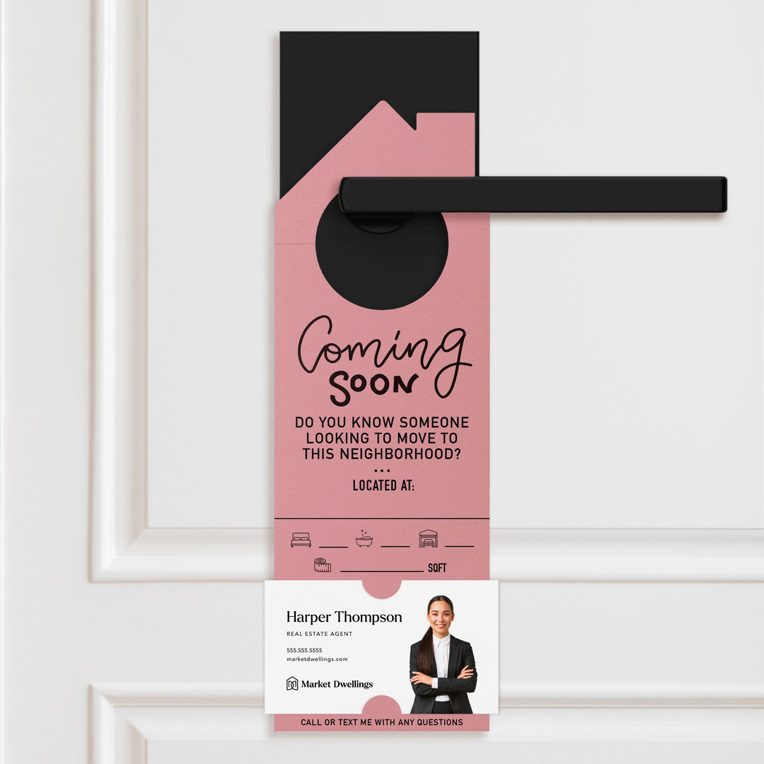 Coming Soon Door Hangers Door Hanger Market Dwellings LIGHT PINK