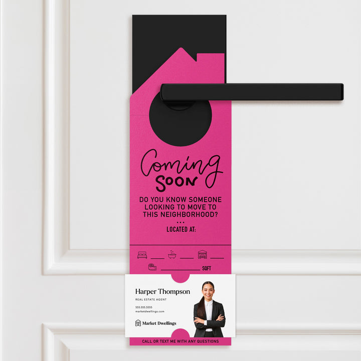 Coming Soon Door Hangers Door Hanger Market Dwellings RAZZLE BERRY