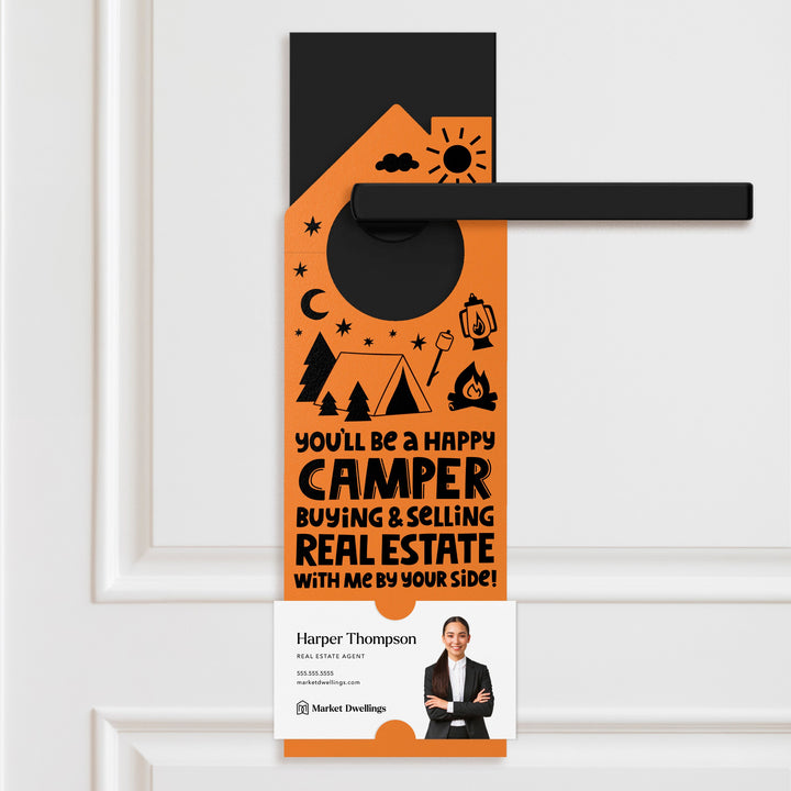 You'll Be a Happy Camper Real Estate Door Hangers Door Hanger Market Dwellings CARROT