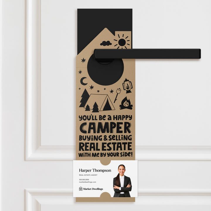 You'll Be a Happy Camper Real Estate Door Hangers Door Hanger Market Dwellings KRAFT