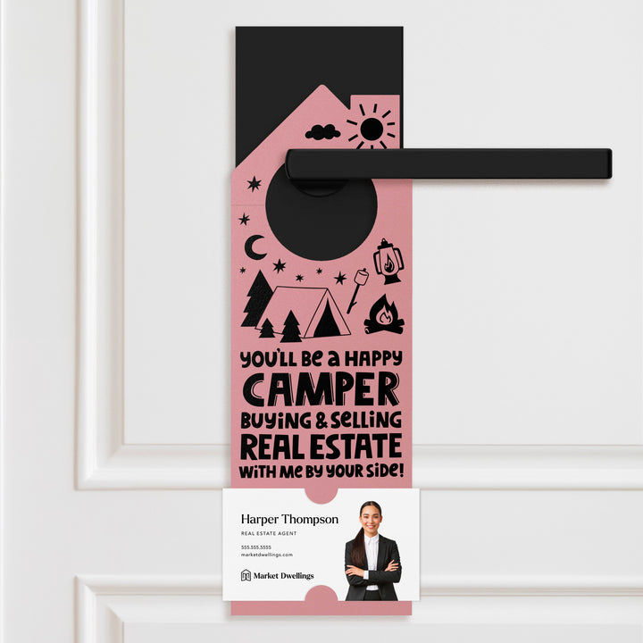 You'll Be a Happy Camper Real Estate Door Hangers | 82-DH002 Door Hanger Market Dwellings LIGHT BLUE  