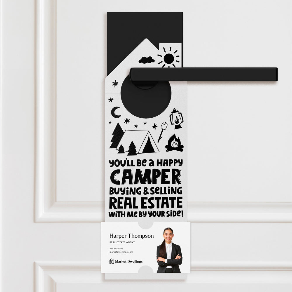 You'll Be a Happy Camper Real Estate Door Hangers Door Hanger Market Dwellings WHITE 10