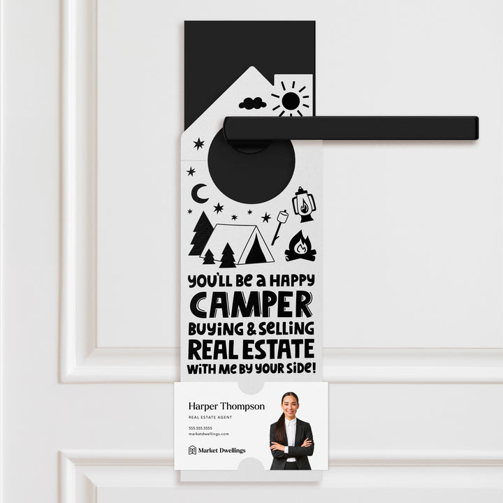 You'll Be a Happy Camper Real Estate Door Hangers Door Hanger Market Dwellings WHITE