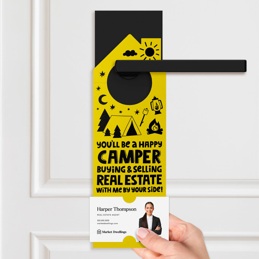 You'll Be a Happy Camper Real Estate Door Hangers Door Hanger Market Dwellings