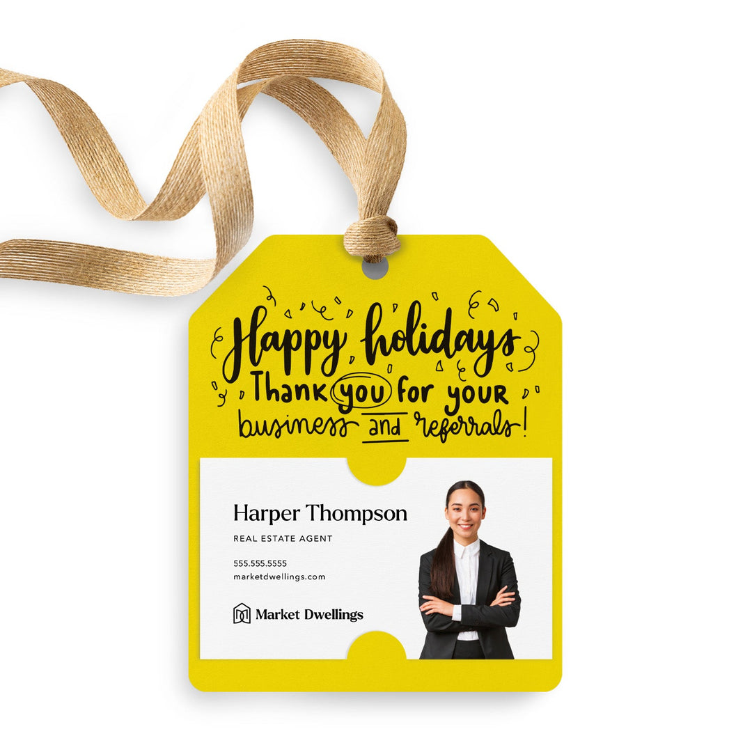 Happy Holidays Thank You For Your Business And Referrals | Gift Tags Gift Tag Market Dwellings LEMON