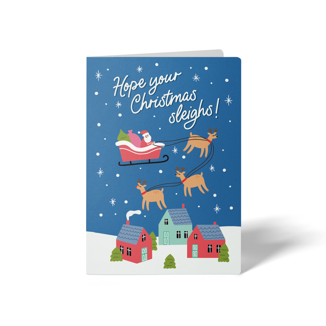 Set of Hope your Christmas Sleighs! | Christmas Greeting Cards | Envelopes Included | 90-GC001 Greeting Card Market Dwellings