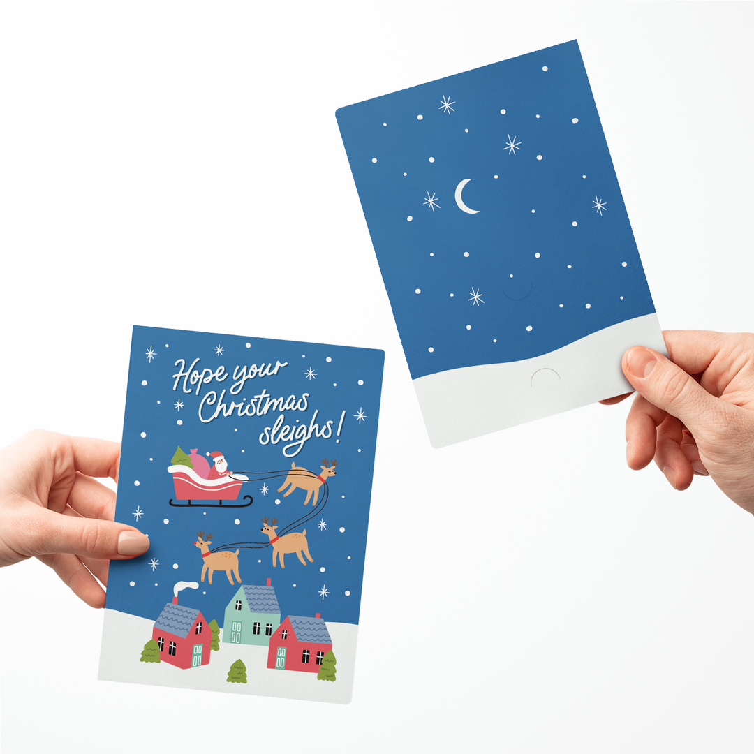 Set of Hope your Christmas Sleighs! | Christmas Greeting Cards | Envelopes Included | 90-GC001 Greeting Card Market Dwellings