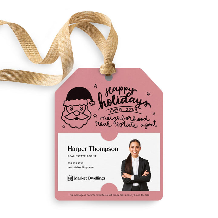 Happy Holidays From Your Neighborhood Real Estate Agent Pop By Gift Tags | 95-GT001 Gift Tag Market Dwellings WHITE  