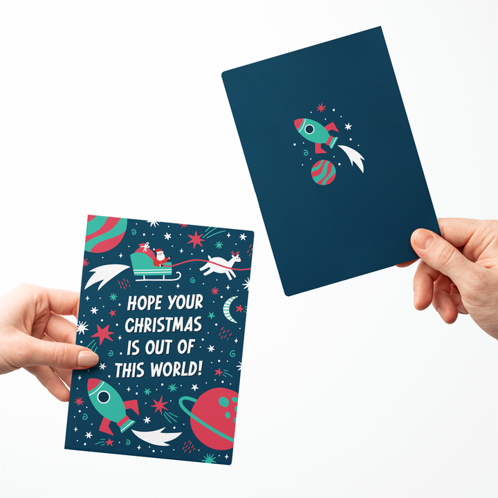 Set of Hope your Christmas is out of this World! | Christmas Greeting Cards | Envelopes Included | 97-GC001 Greeting Card Market Dwellings