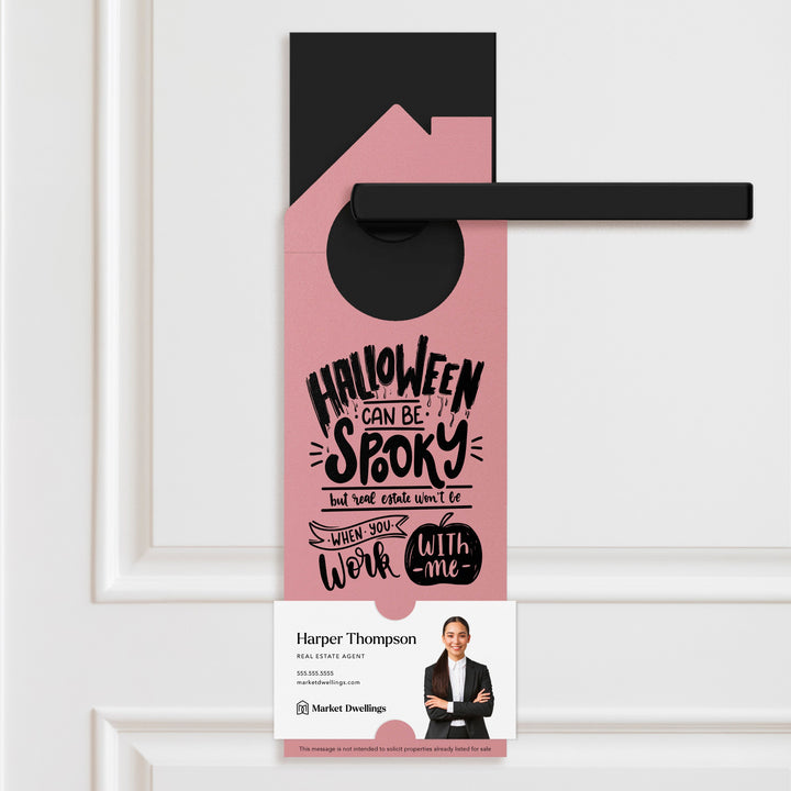 Halloween Can Be Spooky | Real Estate Door Hangers | H1-DH002 Door Hanger Market Dwellings RAZZLE BERRY  