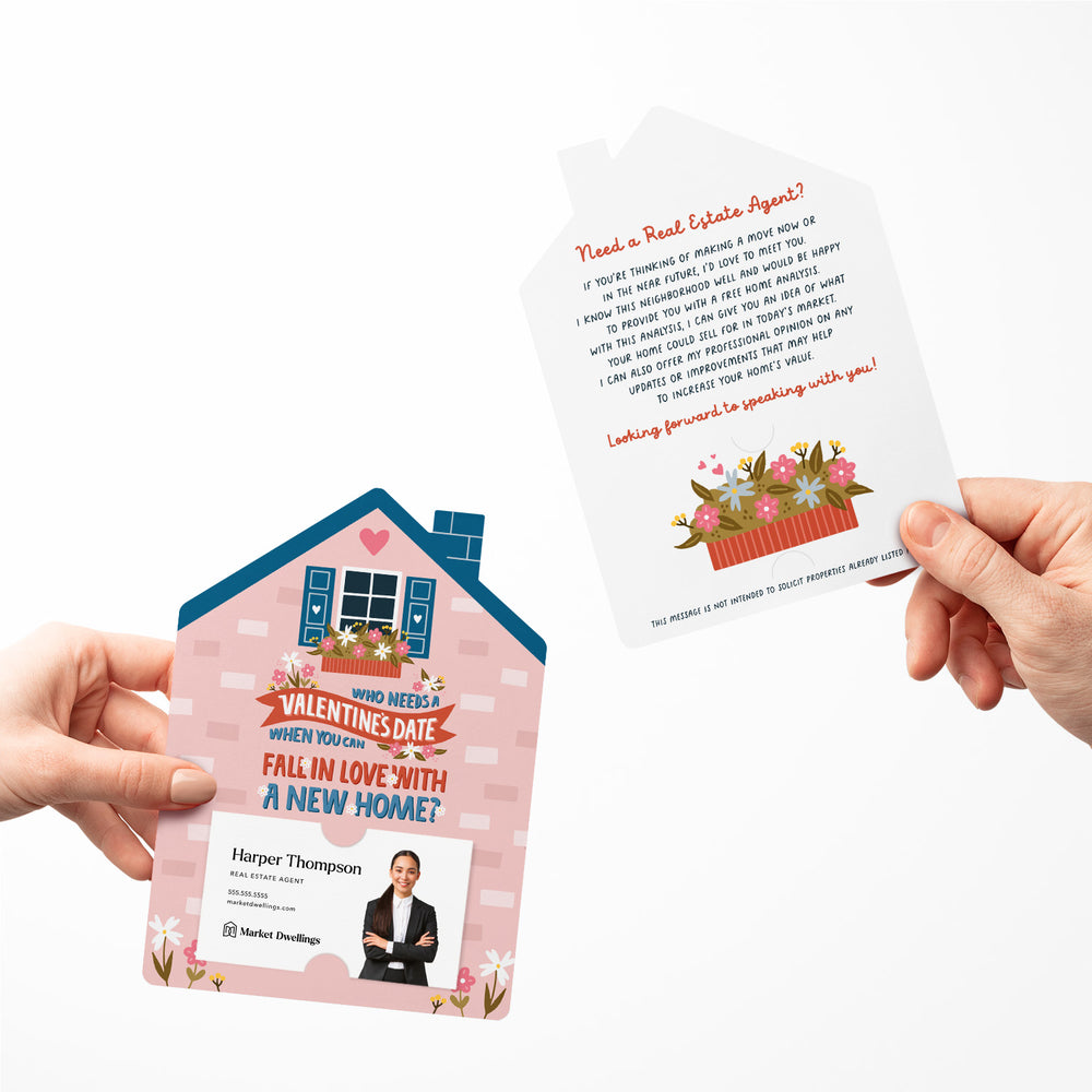 Set of Who Needs A Valentine's Date When You Can Fall In Love With A New Home? | Valentine's Day Mailers | Envelopes Included | M100-M001 Mailer Market Dwellings