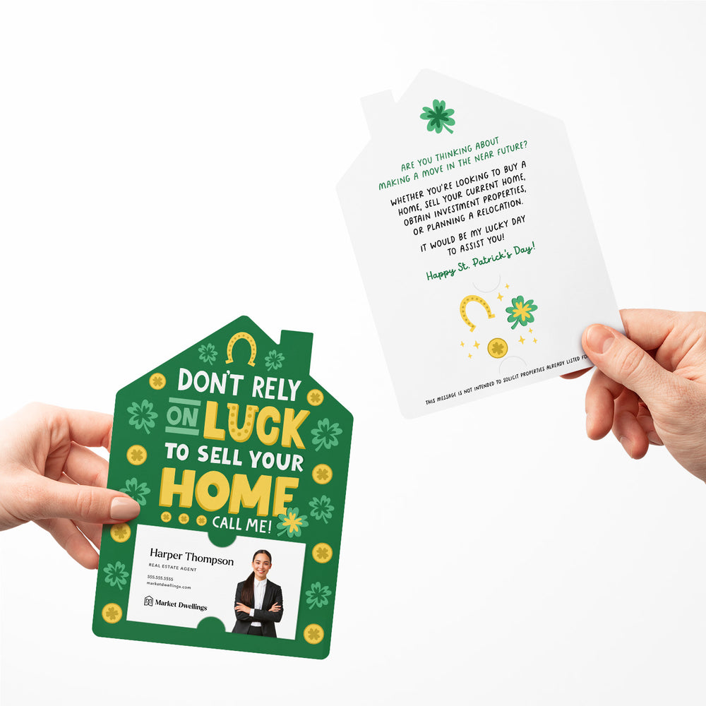 Set of Don't Rely On Luck To Sell Your Home Call Me! | St. Patrick's Day Mailers | Envelopes Included | M104-M001-AB Mailer Market Dwellings