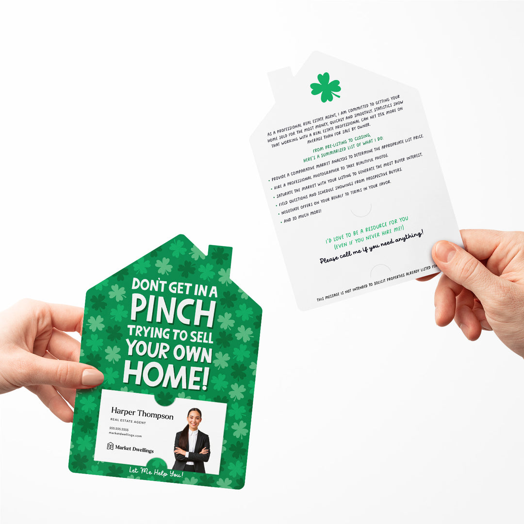 Set of Don't Get In A Pinch Trying To Sell Your Own Home! | St. Patrick's Day Mailers | Envelopes Included | M114-M001-AB Mailer Market Dwellings