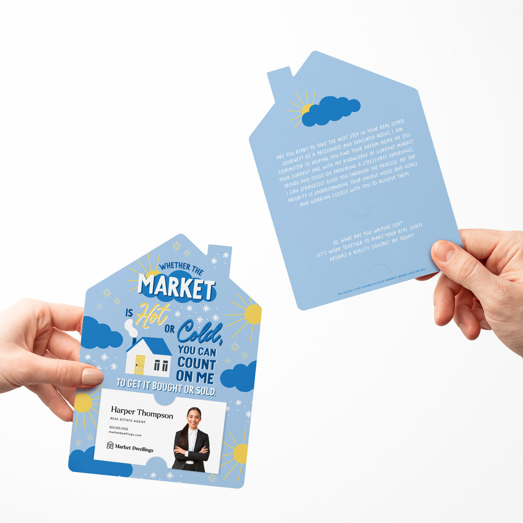 Set of Whether The Market Is Hot Or Cold, You Can Count On Me To Get it Bought Or Sold. | Mailers | Envelopes Included | M131-M001 Mailer Market Dwellings