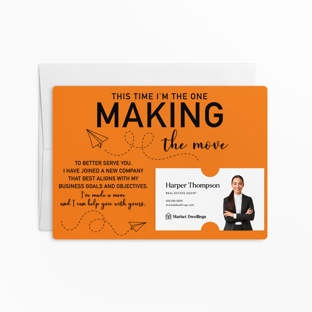 Set of This Time I'm the One Making the Move Mailer | Envelopes Included | M19-M003 Mailer Market Dwellings CARROT