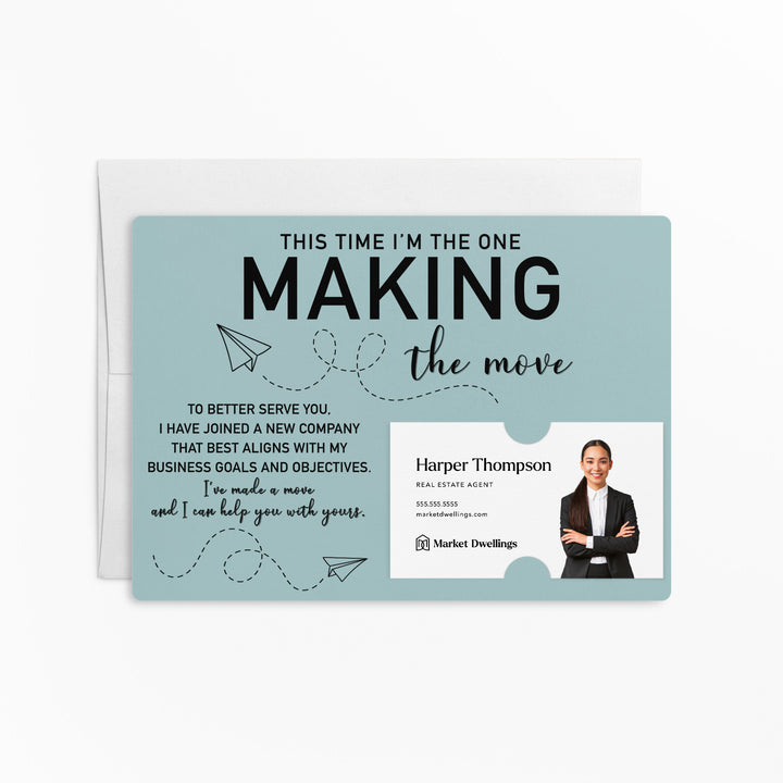 Set of This Time I'm the One Making the Move Mailer | Envelopes Included | M19-M003 Mailer Market Dwellings LIGHT BLUE