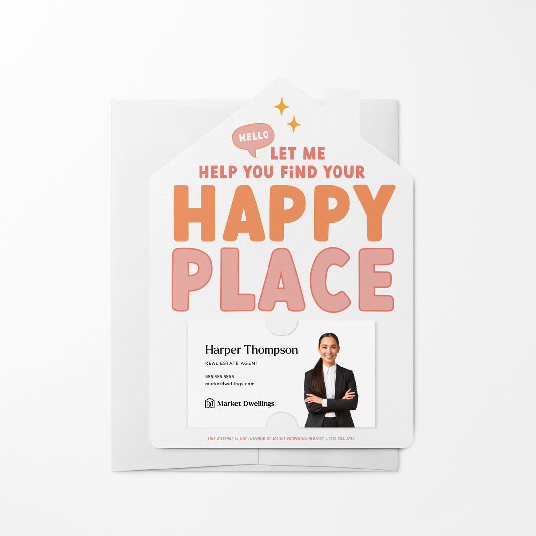 Let Me Help You Find Your Happy Place Real Estate Mailers | Envelopes Included | M2-M001-AB Mailer Market Dwellings PINK