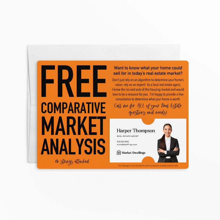 Set of Comparative Market Analysis Real Estate Mailer | Envelopes Included | M20-M003 Mailer Market Dwellings CARROT