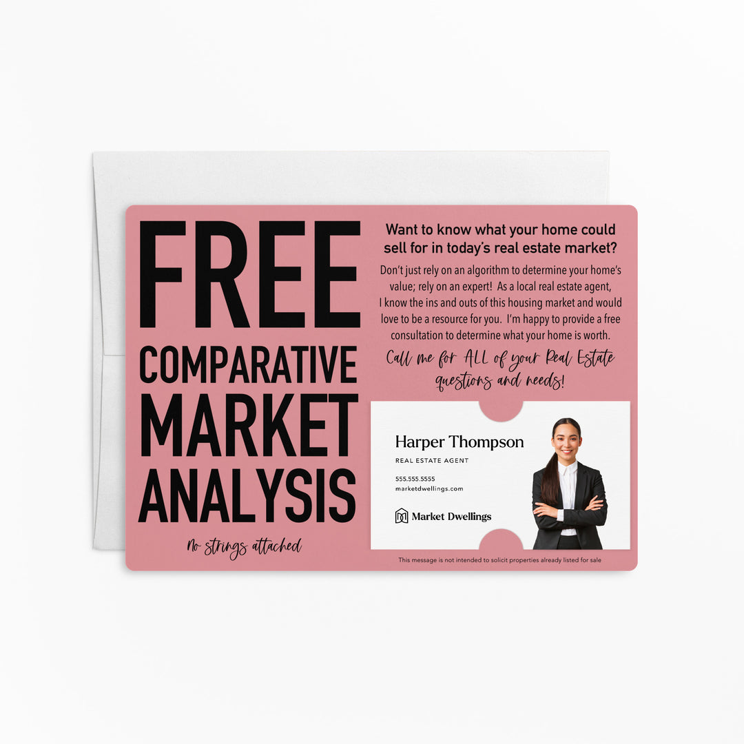 Set of Comparative Market Analysis Real Estate Mailer | Envelopes Included | M20-M003 Mailer Market Dwellings LIGHT PINK