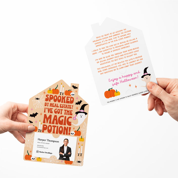 Set of Spooked by Real Estate? I've Got the Magic Potion! | Halloween Mailers | Envelopes Included | M224-M001-AB Mailer Market Dwellings