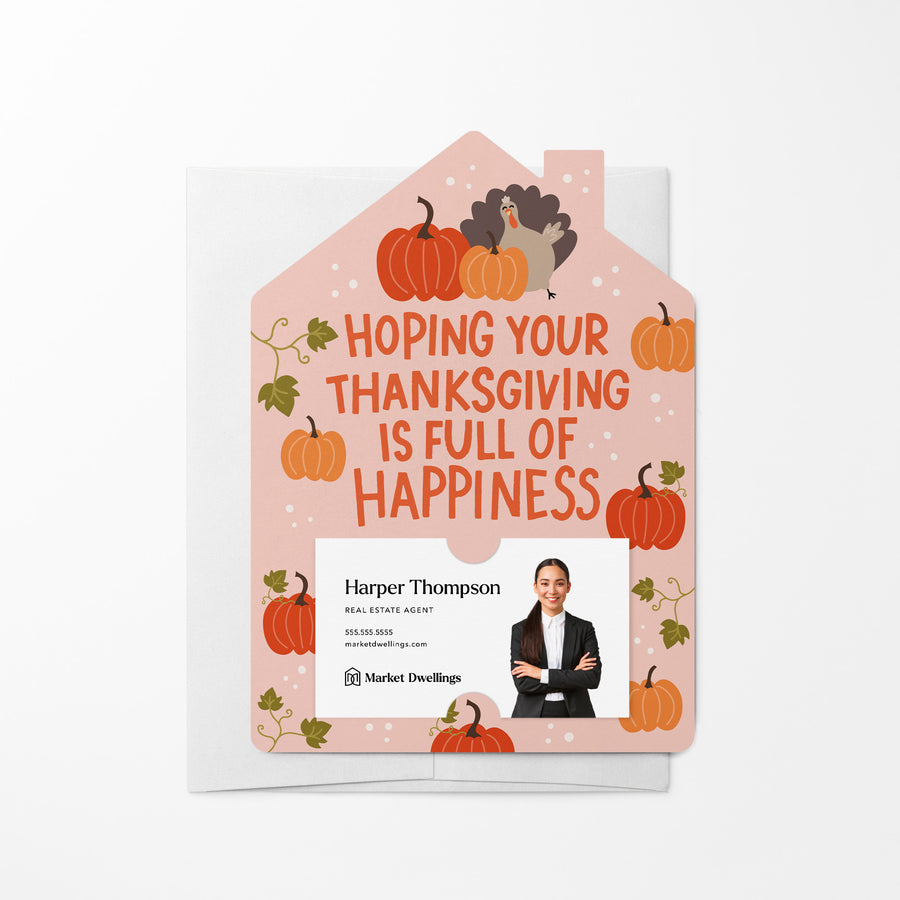 Set of Hoping Your Thanksgiving is Full of Happiness | Thanksgiving Mailers | Envelopes Included | M227-M001 Mailer Market Dwellings