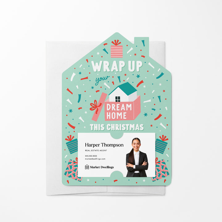 Set of Wrap up Your Dream Home this Christmas | Christmas Mailers | Envelopes Included | M229-M001-AB Mailer Market Dwellings SEAFOAM