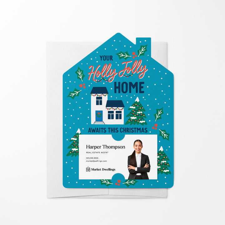 Set of Your Holly Jolly Home Awaits This Christmas | Christmas Mailers | Envelopes Included | M232-M001 Mailer Market Dwellings