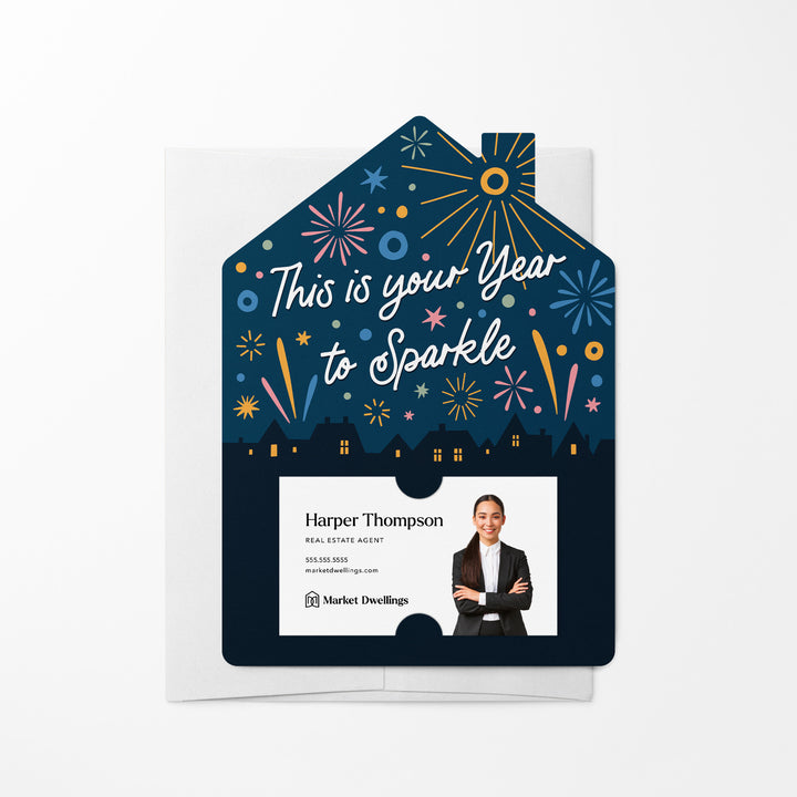 Set of This is your Year to Sparkle | New Year Mailers | Envelopes Included | M233-M001 Mailer Market Dwellings