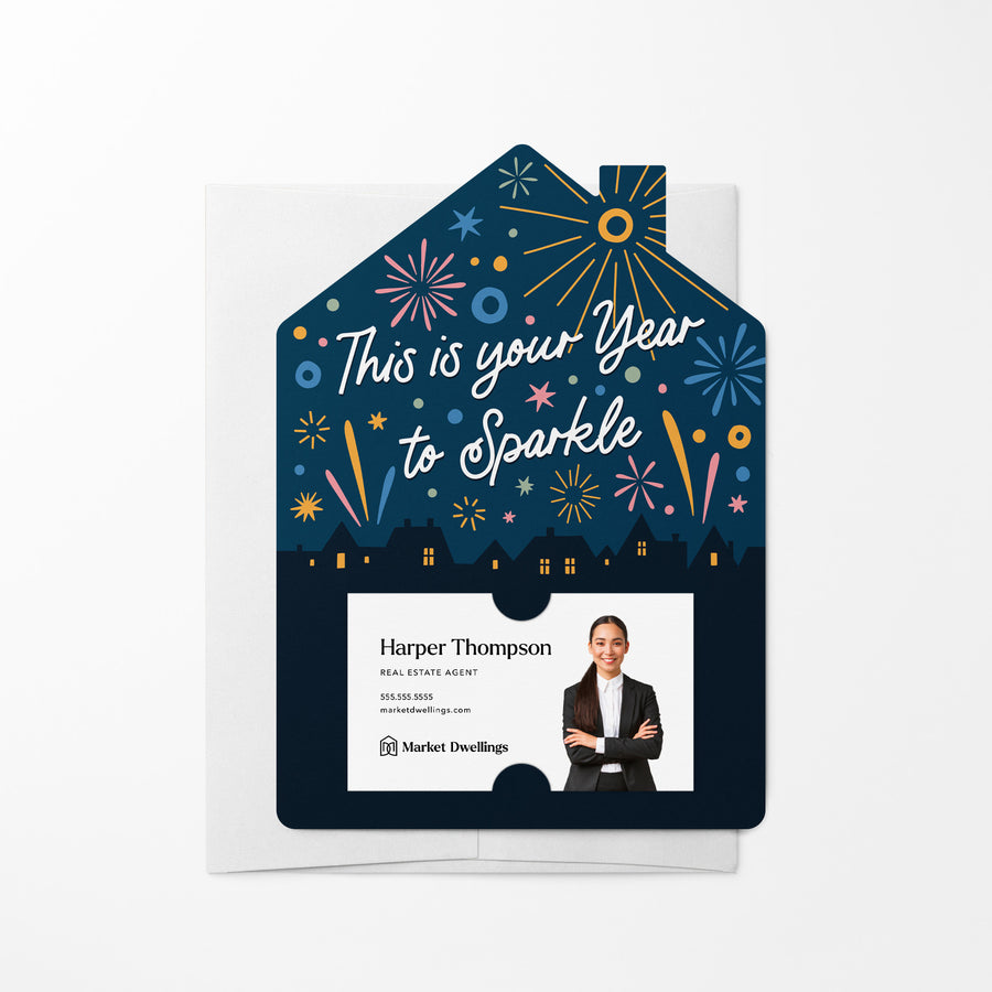 Set of This is your Year to Sparkle | New Year Mailers | Envelopes Included | M233-M001 Mailer Market Dwellings