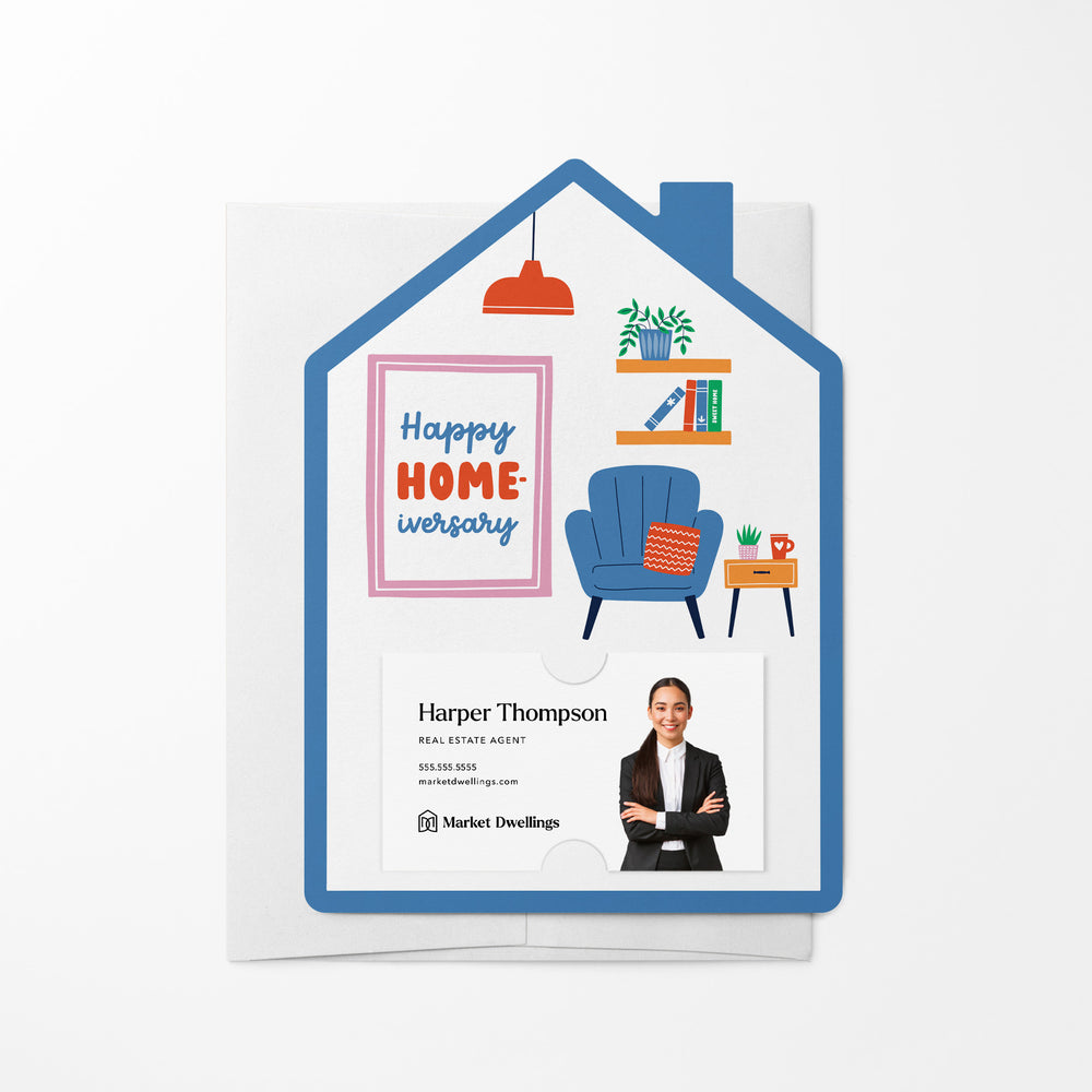 Happy Home-iversary | Real Estate Mailers with Envelopes Mailer Market Dwellings