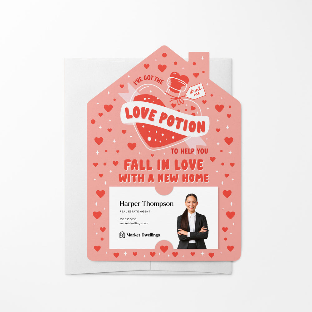 I’ve Got The Love Potion To Help You Fall In Love With A New Home | Valentine's Day | Real Estate Mailers with Envelopes Mailer Market Dwellings