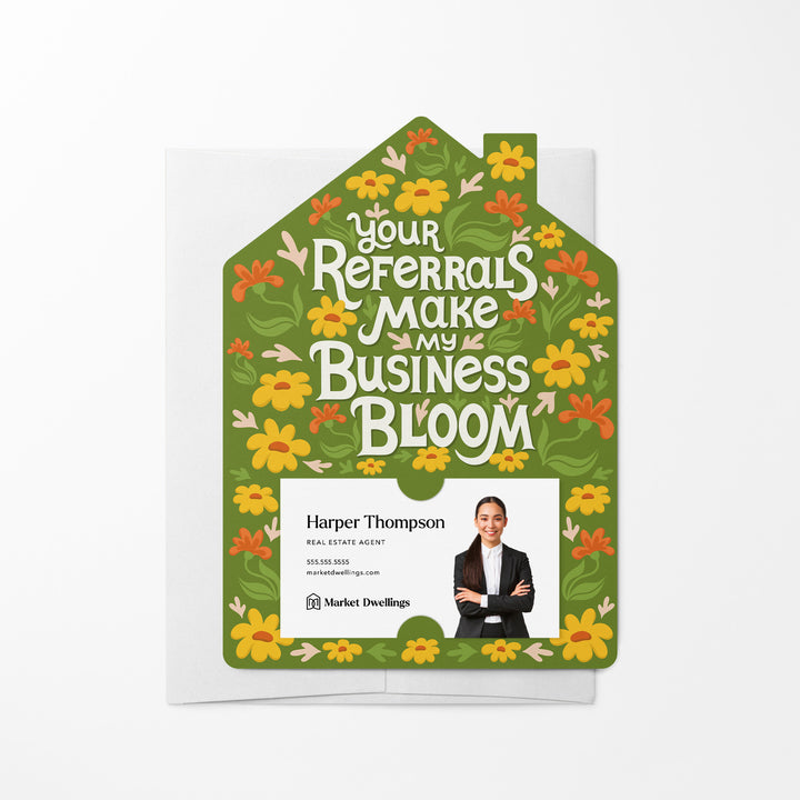 Set of Your Referrals Make My Business Bloom | Spring Mailers | Envelopes Included | M256-M001 Mailer Market Dwellings