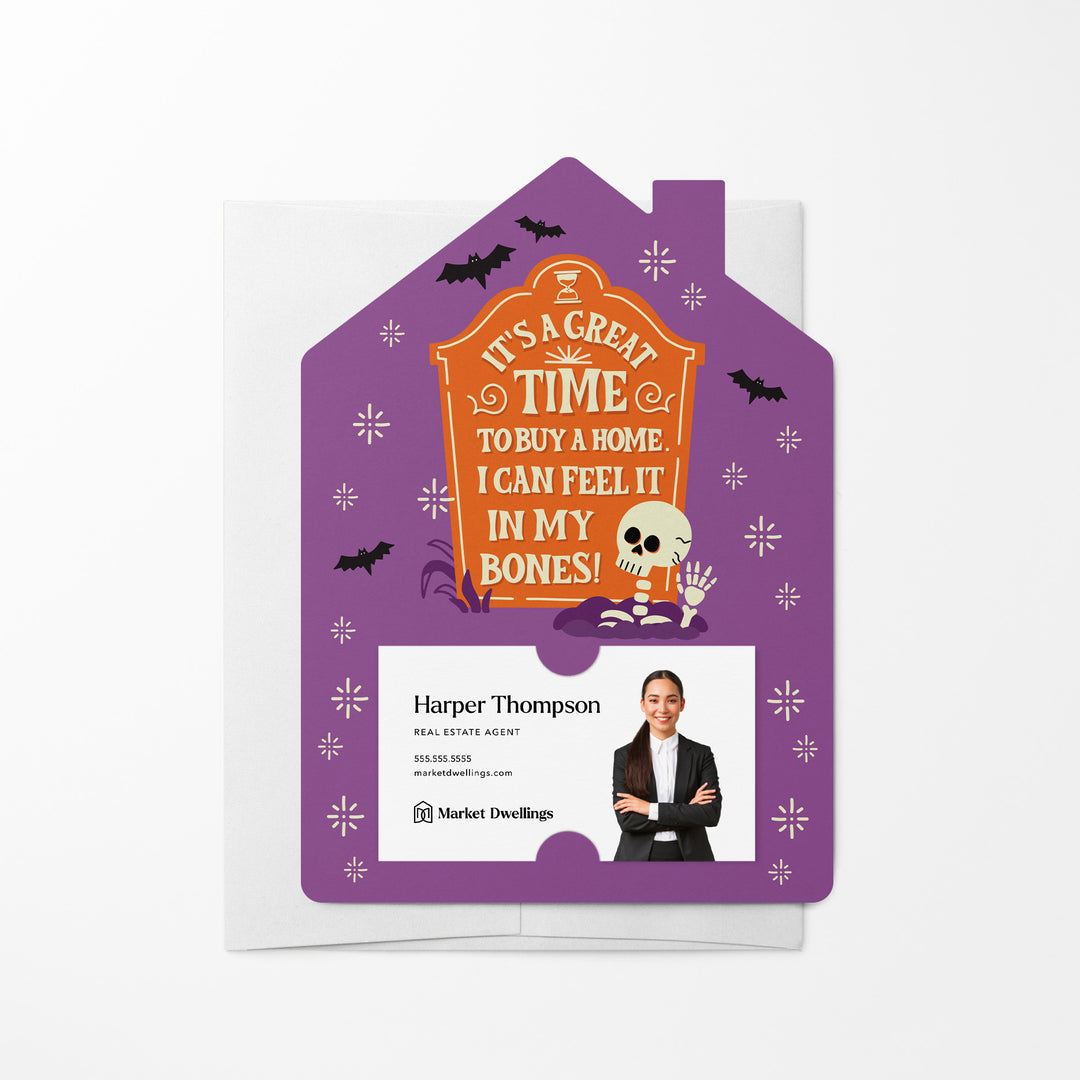 Set of It's A Great Time To Buy A Home. I Can Feel It In My Bones! | Halloween Mailers | Envelopes Included | M281-M001 Mailer Market Dwellings