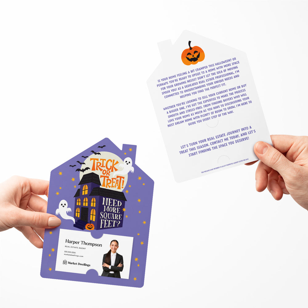 Set of Trick Or Treat! Need More Square Feet? | Halloween Mailers | Envelopes Included | M285-M001 Mailer Market Dwellings