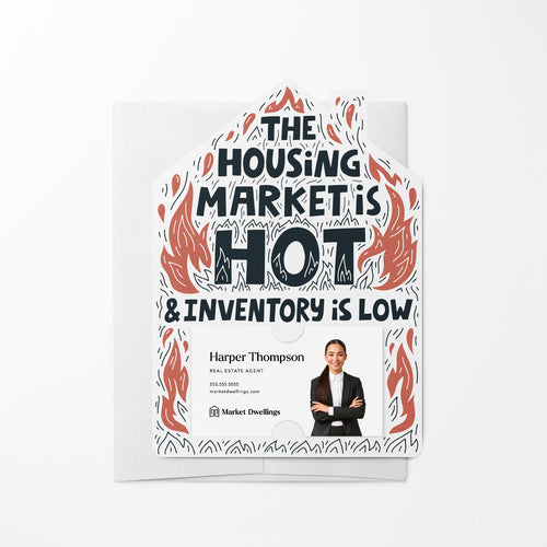 The Housing Market is Hot and Inventory is Low Double Sided | Real Estate Mailers with Envelopes Mailer Market Dwellings