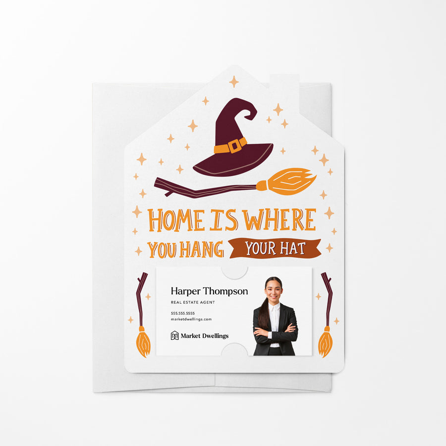 Set of Home Is Where You Hang Your Hat | Halloween Real Estate Mailers | Envelopes Included | M68-M001 Mailer Market Dwellings