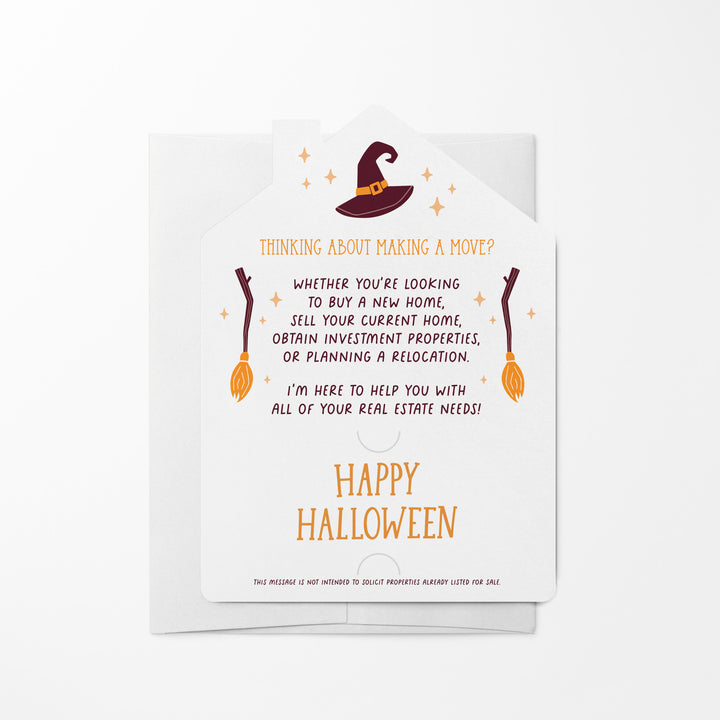 Set of Home Is Where You Hang Your Hat | Halloween Real Estate Mailers | Envelopes Included | M68-M001 Mailer Market Dwellings