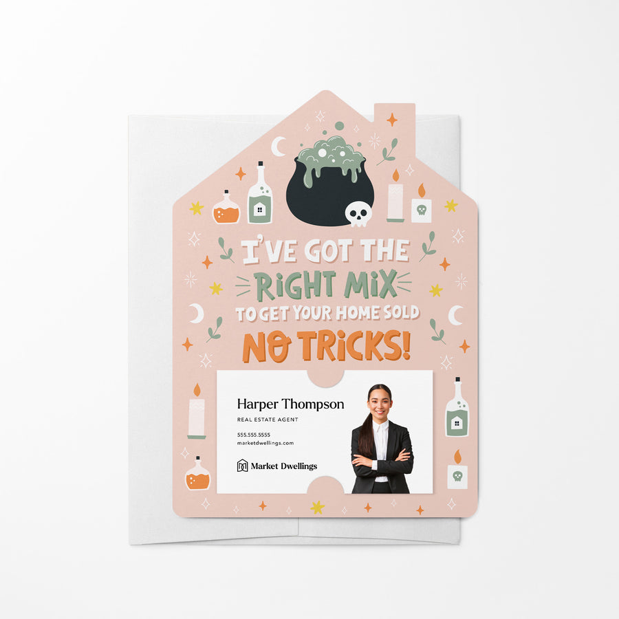 Set of I've Got The Right Mix To Get Your Home Sold | Halloween Mailers | Envelopes Included | M72-M001-AB Mailer Market Dwellings BLUSH