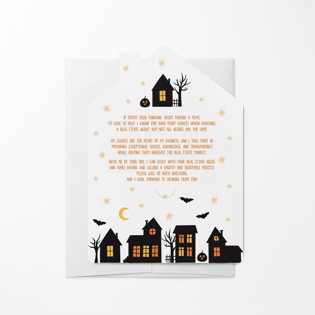 Set of What Neighborhood Will You Be Trick-Or-Treating In This Year? | Halloween Mailers | Envelopes Included | M74-M001 Mailer Market Dwellings