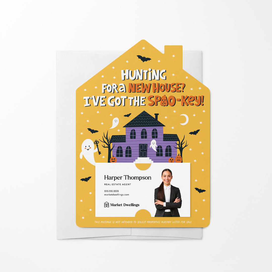 Set of Hunting For A New House? I've Got The Spoo-Key! | Halloween Mailers | Envelopes Included | M75-M001 Mailer Market Dwellings