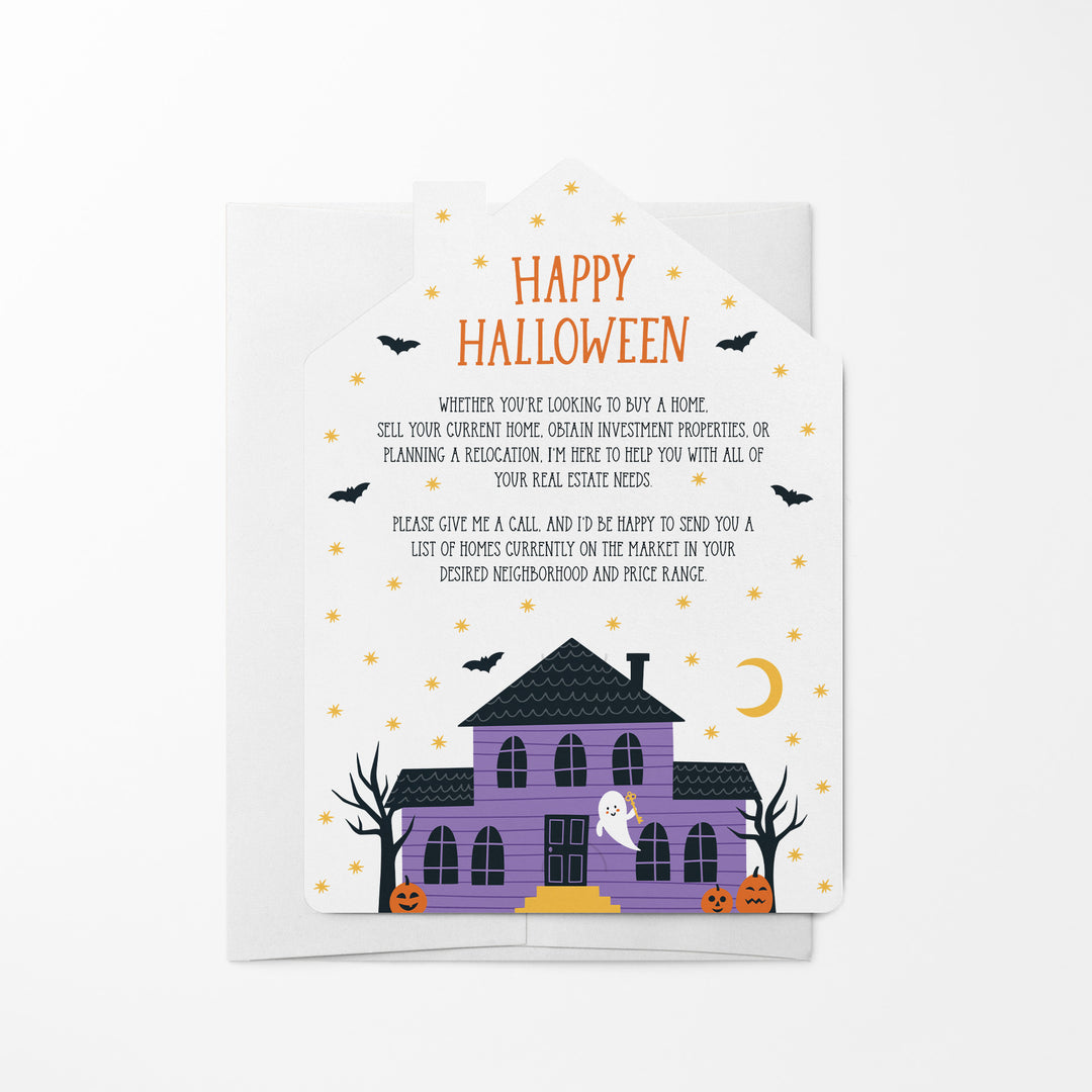 Set of Hunting For A New House? I've Got The Spoo-Key! | Halloween Mailers | Envelopes Included | M75-M001 Mailer Market Dwellings