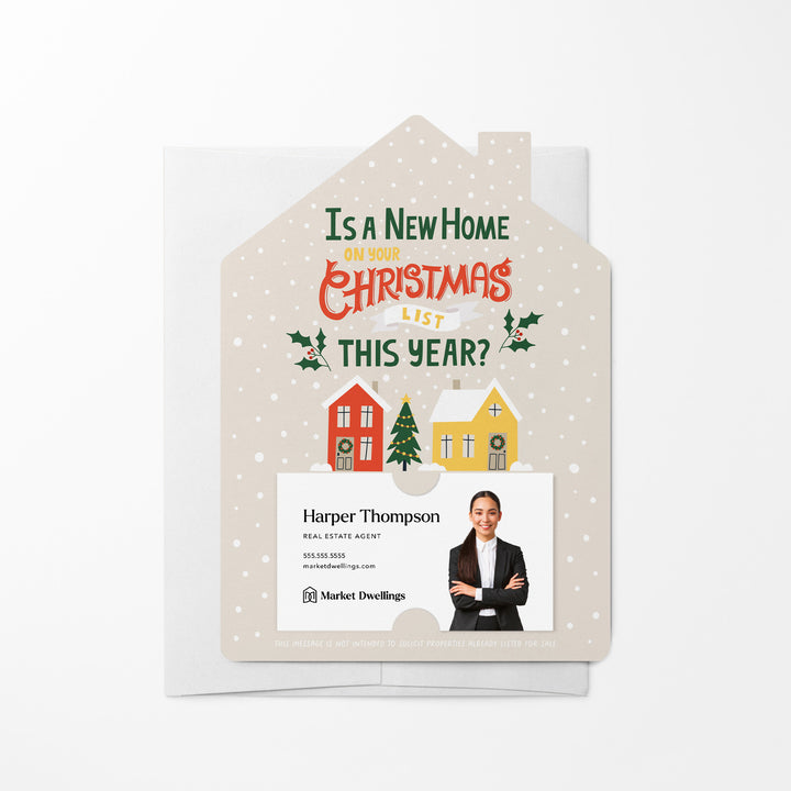 Set of Is A New Home On Your Christmas List This Year? | Christmas Mailers | Envelopes Included | M76-M001 Mailer Market Dwellings