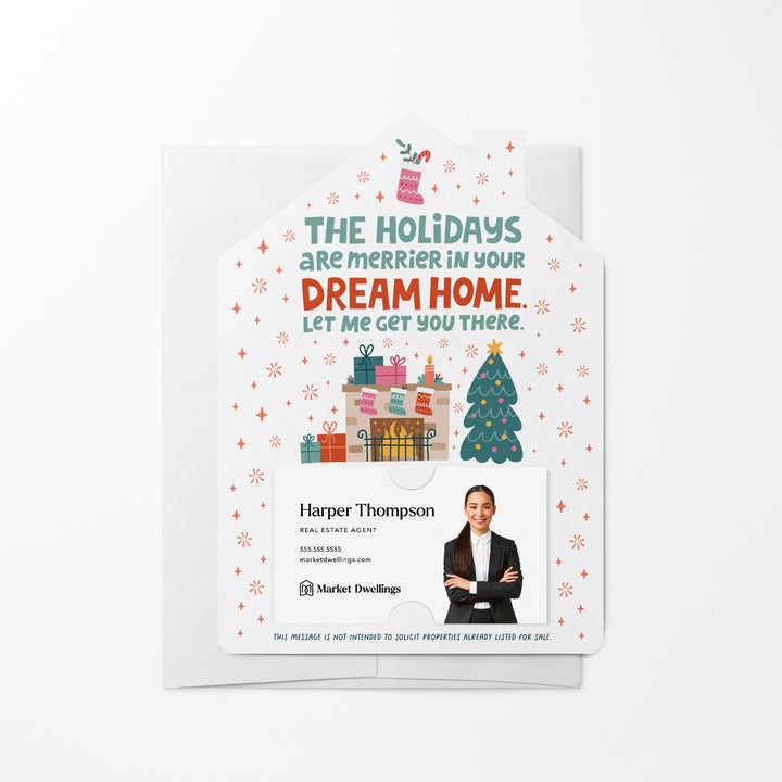 Set of The Holidays Are Merrier In Your Dream Home. Let Me Get You There. | Christmas Mailers | Envelopes Included | M77-M001 Mailer Market Dwellings