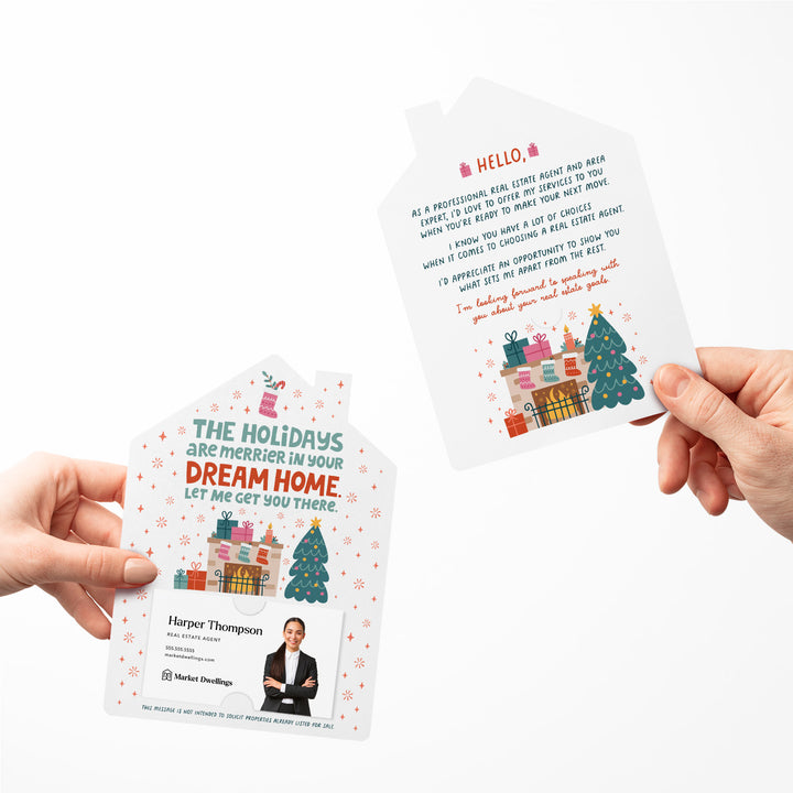 Set of The Holidays Are Merrier In Your Dream Home. Let Me Get You There. | Christmas Mailers | Envelopes Included | M77-M001 Mailer Market Dwellings