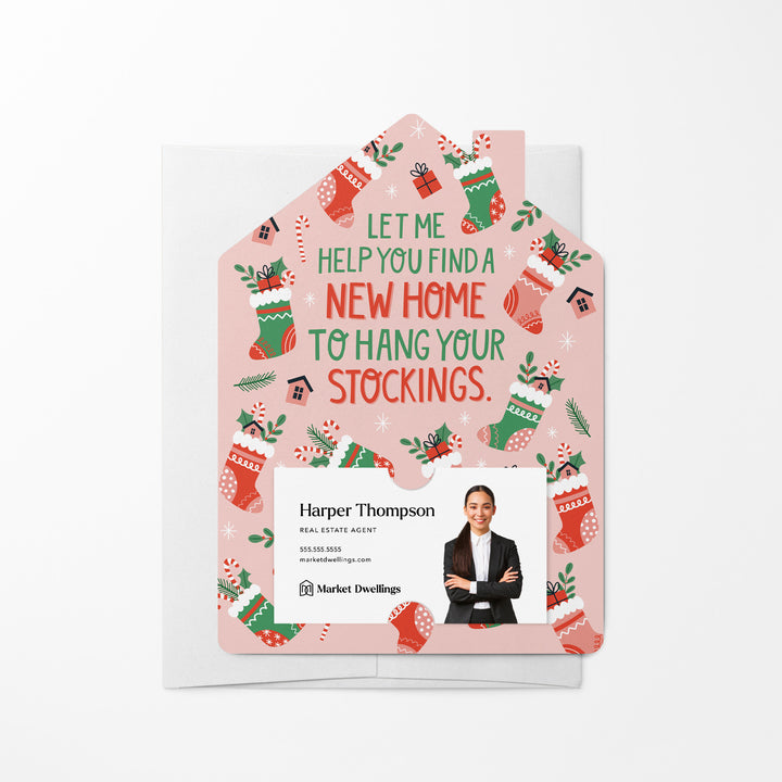 Set of Let Me Help You Find A New Home To Hang Your Stockings. | Christmas Mailers | Envelopes Included | M78-M001 Mailer Market Dwellings