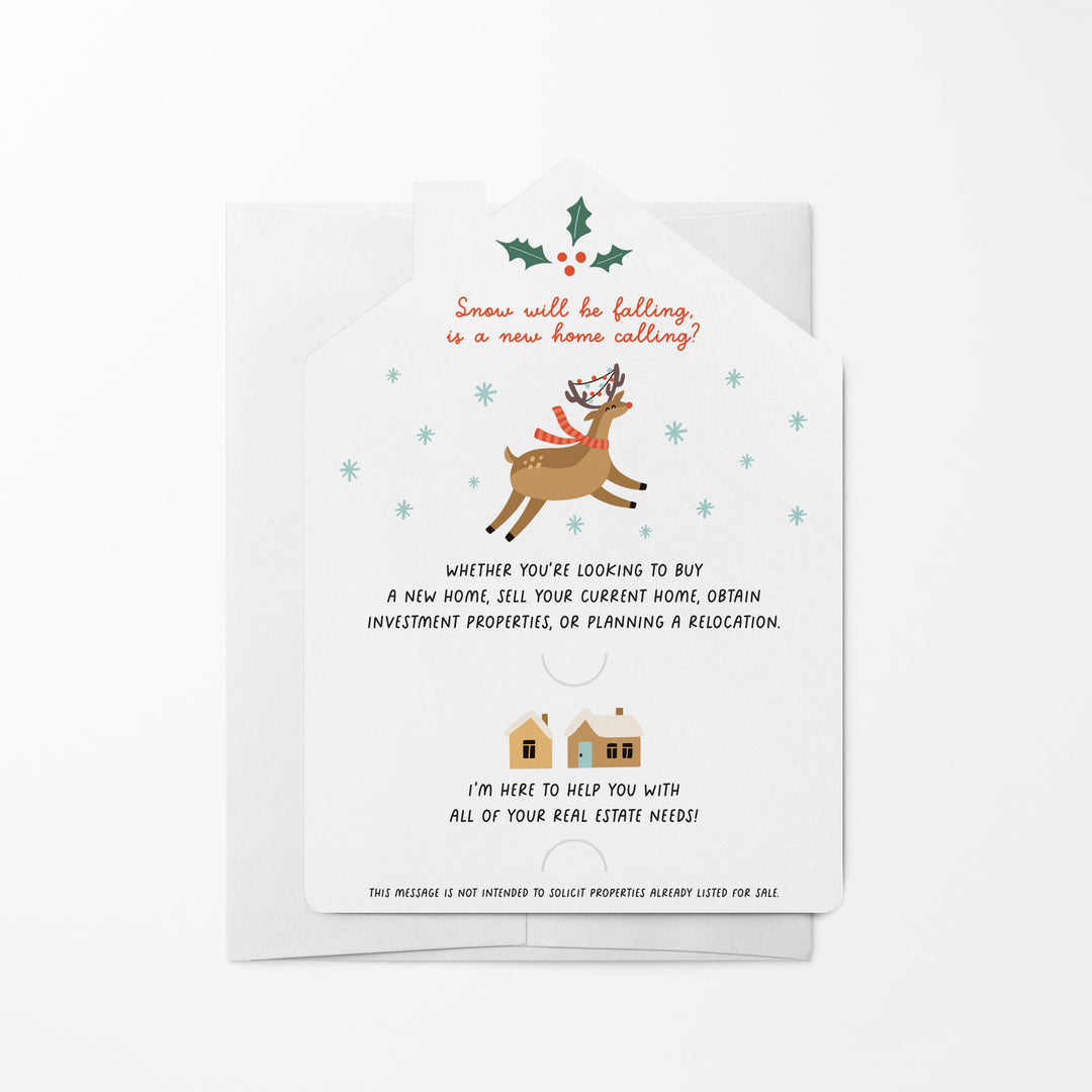 Set of Consider Me Your Real Estate Rudolph: Lighting The Way To Your Dream Home. | Winter Christmas Mailers | Envelopes Included | M80-M001 Mailer Market Dwellings