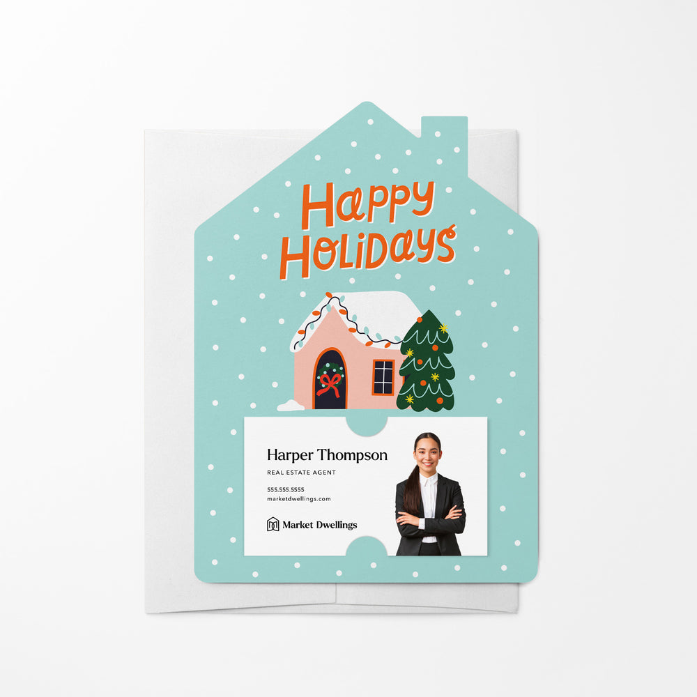 Happy Holidays | Christmas Winter | Real Estate Mailers with Envelopes Mailer Market Dwellings