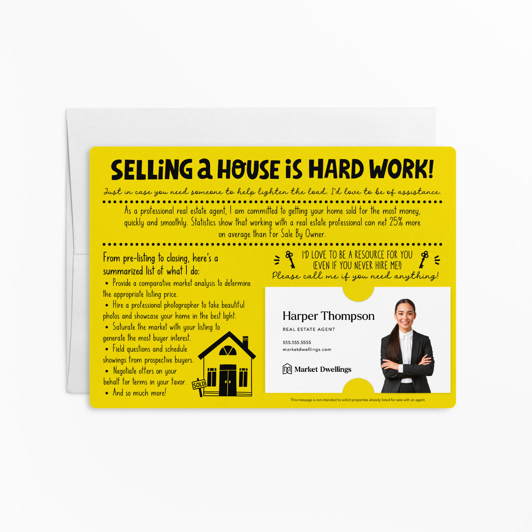 Set of For Sale By Owner FSBO Real Estate Mailers | Envelopes Included | M86-M003 Mailer Market Dwellings LEMON