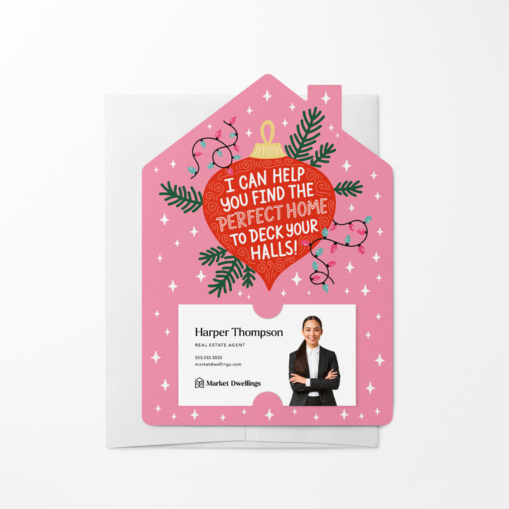 Set of I Can Help You Find The Perfect Home To Deck Your Halls! | Christmas Mailers | Envelopes Included | M98-M001 Mailer Market Dwellings