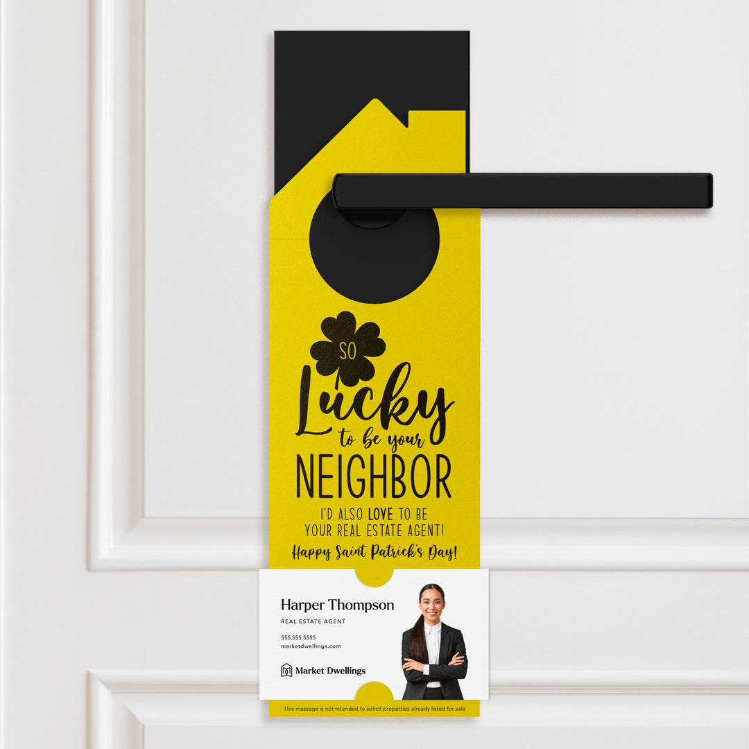 So Lucky to Be Your Neighbor Door Hangers Door Hanger Market Dwellings LEMON